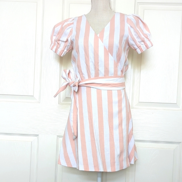 LPA Dresses & Skirts - LPA by Revolve Striped Pink and White Wrap Dress